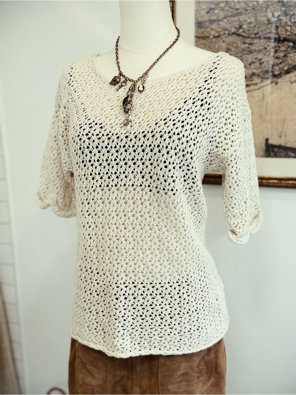 ✨ FREE PEOPLE vintage 1970s crochet top - Picture 3 of 4